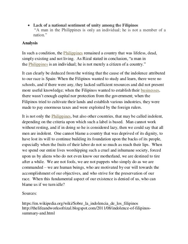 The indolence of the filipino 3 essay indolence of the filipino tagalog